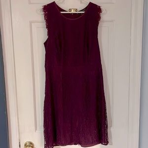 Plum lace empire waist dress